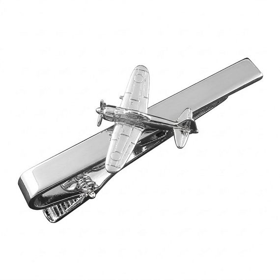 Silver plated airborne emblem enamel tie clip